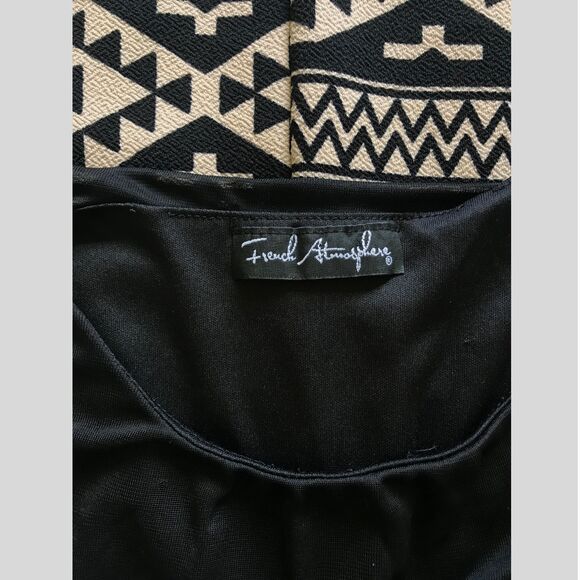 French Atmosphere Short Dress Black/Tan Geometric Pattern Size Small - Picture 6 of 6